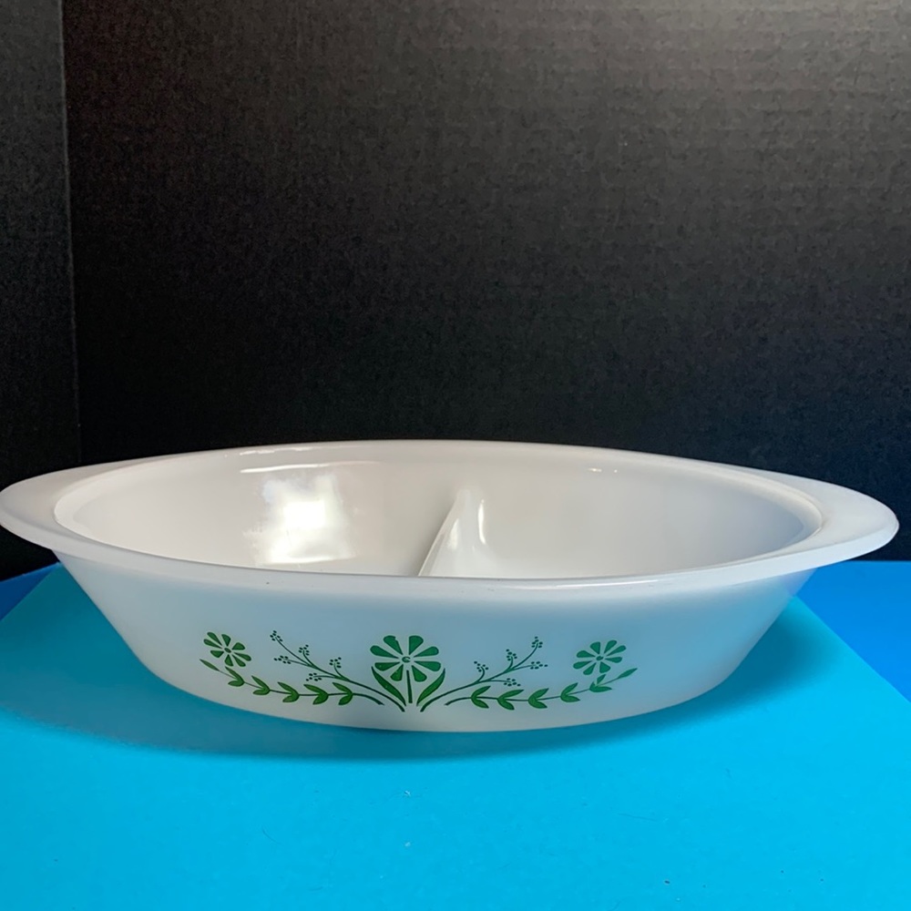 Vintage Glasbake divided casserole 2.5qt